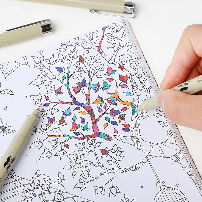 Mr. Pen- 0.5mm Micro Fine Point Pens, 8 Pack, Colorful Ink, Waterproof, Acid-Free, No-Smear Quick-Dry Fineliner Pens for Drawing, Sketching, Bible Journaling, Outlines & Everyday Writing