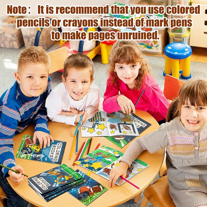 24Pcs Football Coloring Books Sport Theme DIY Color-in Pages Football Helmet Glove Trophy Drawing Booklet Party Favors Gifts Classroom Reward Home Art Activity Supplies for Kids Toddlers