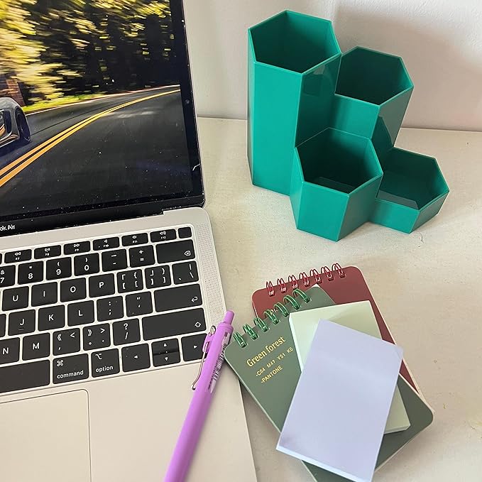 Pencil Organizer Pen Holder for Desk Pens Cup Small Desk Organizer Cute Pen Holder for Office,School and Home (Teal, L-Shape)