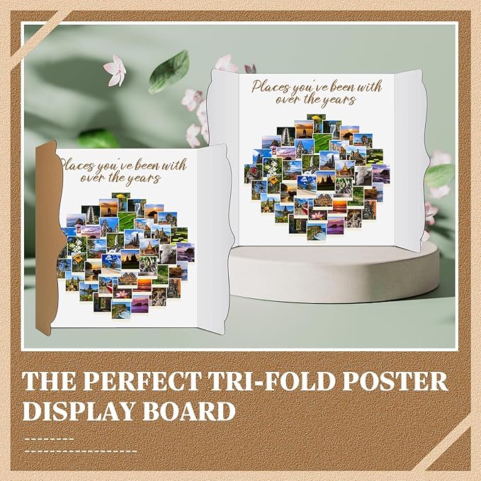 15 Pcs Small Trifold Poster Board Bulk 12 x 20 Inch Portable Trifold Posterboard Project Display Board Science Fair Foldable Presentation Cardboard for Photo Exhibition Meeting School(White)