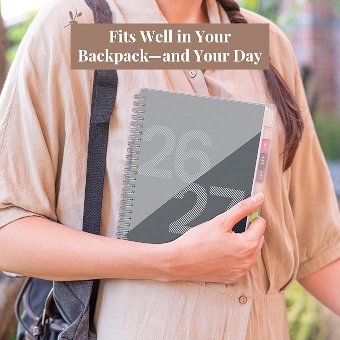 Rileys Academic Planner 2026-2027, Daily, Weekly & Monthly Planner, July 2026 - June 2027, Student Notes Pages, Twin-Wire Binding, Weekly Agenda for School & Work (8 x 6-Inches, Geographic, Black)