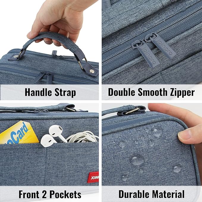 JOINPRO Large Capacity Pencil Case, 4 Compartment Pen Pouch Organizer with Double Zipper, Storage Bag for School, Office, Teen Girl Boy Men Women