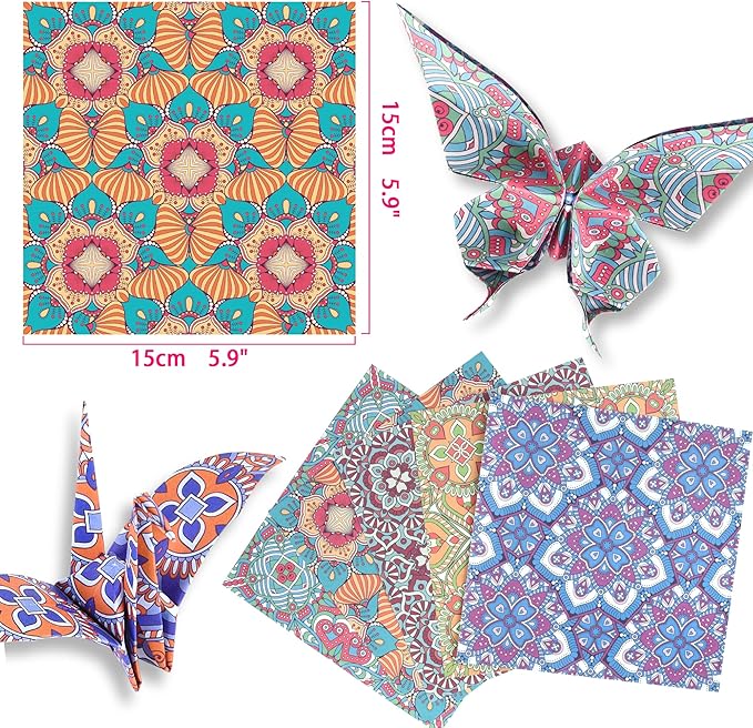 Origami Paper 6x6 Double Sided 50 Sheets 10 Colors origami kit Japanese Chiyo Square Craft Kits Easy Fold Arts Crafts DIY Handwork Bohemia