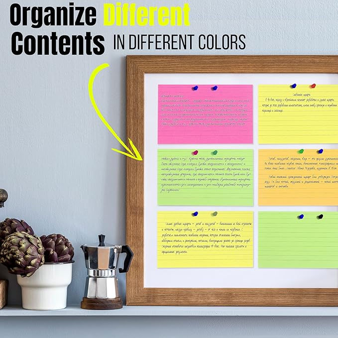 Mr. Pen Lined Neon Study Cards - 3x5, 180 Cards - Ruled Flashcards for Studying