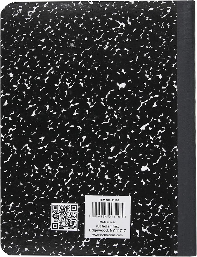 iScholar Composition Book, 100 Sheets, 5 x 5 Graph Ruled, 9.75 x 7.5-Inches, Black Marble Cover (11100)