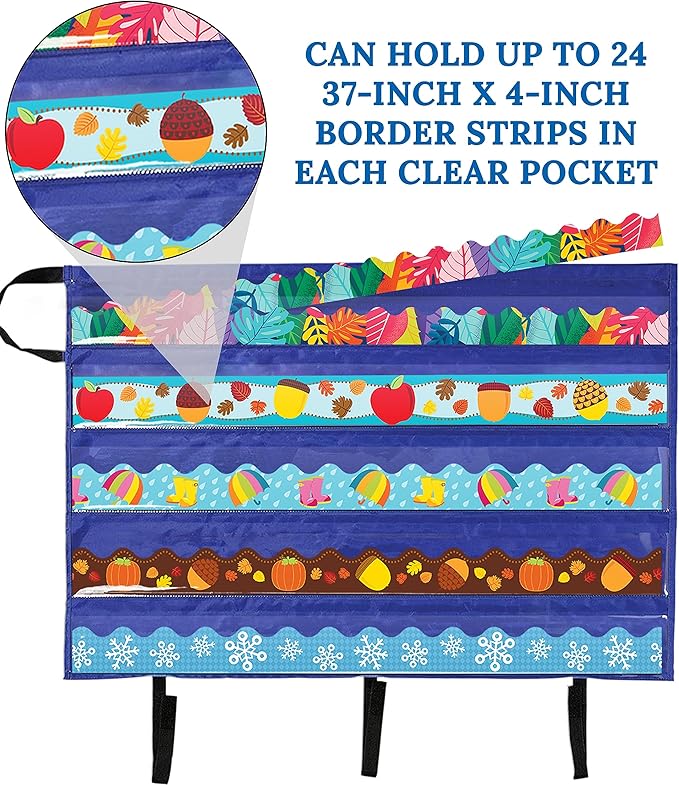 Carson Dellosa Teacher Bulletin Board Border and Storage Pocket Charts Pack, Rectangular, Border and Holder, Classroom Teaching Supplies Solutions