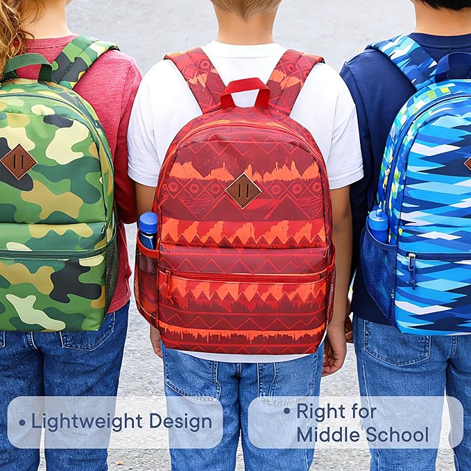 24-Pack 17" Bulk Backpacks for Middle School Students, Bookbags in 6 Assorted Prints, Durable School Backpacks for School Drives, Donations, and Giveaways