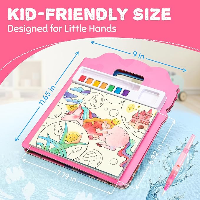 JoyCat Find & Color Paint with Water Coloring Books for Toddlers, Educational Seek and Find, No Mess Art & Craft Toy, Fun Learning Activity for Kids Ages 3-5 4-8, Gift for Girls Boys (Magical Pony)