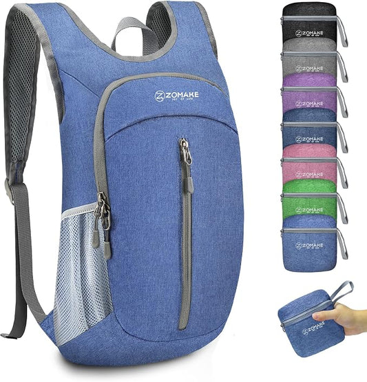 ZOMAKE 10L Ultra Lightweight Packable Backpack, Small Daypack Light Foldable Backpacks Water Resistant Day Bag for Hiking(Dark Blue) | Water Resistant Collapsible Backpacks for Women Men, Everyday Carry, Multi Compartment Storage,Adjustable Strap(Dark ...