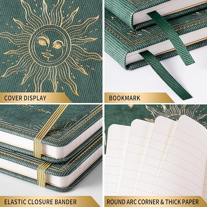 Artfan Ruled Notebook/Journal – Premium Thick Paper Faux Leather Classic Writing Notebook with Pocket + Page Dividers Gifts, Banded, Large, 144 Pages, Hard Cover, Lined (5.8 x 8.4) - Cyan