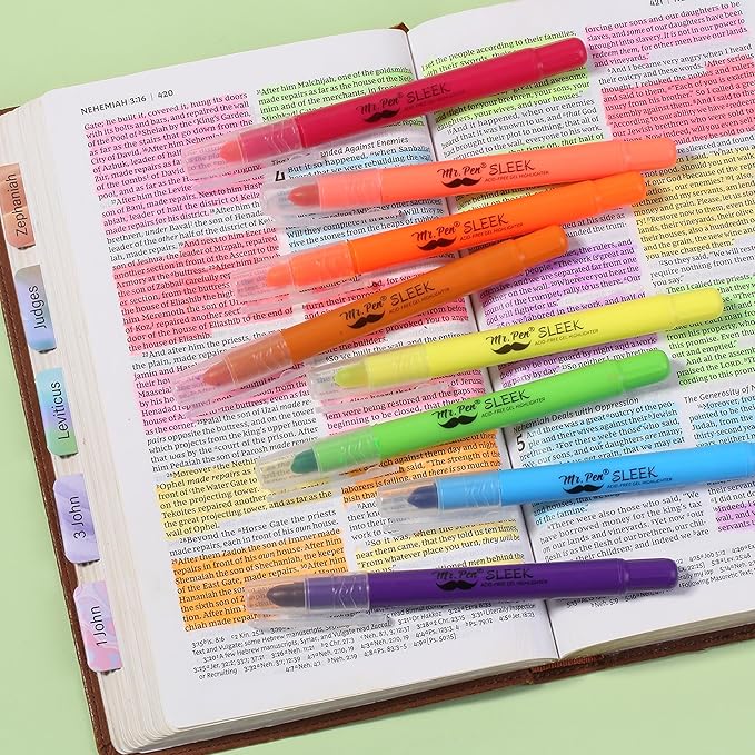 Mr. Pen- No Bleed Gel Highlighters, Vibrant Colors, 8 Pack, Bible Highlighters and Pens No Bleed, Bible Markers for Study, Journaling, School Supplies and Accessories