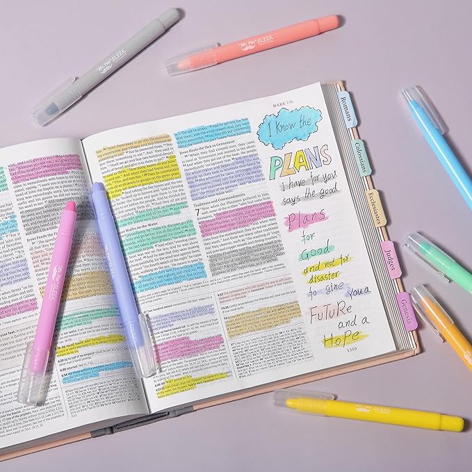 Mr. Pen- No Bleed Gel Highlighters, Friendly Colors, 8 Pack, Bible Highlighters and Pens No Bleed, Bible Markers for Study, Journaling, School Supplies and Accessories