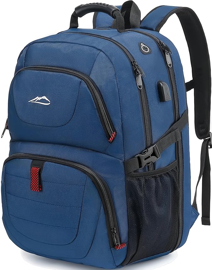 ProEtrade Travel Backpack, Extra Large Laptop Backpack Business Anti Theft TSA Approved College Work Computer Bag Fits 18.4 Inch Laptop with USB Charging Port for Women Men(Blue,L)