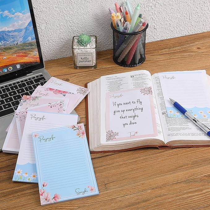 Mr. Pen- Floral Lined Sticky Notes, 4" x 6", 6 Pads, 60 Sheets/Pad, Large Aesthetic Sticky Notes with Lines, Ruled Post Stickies, Memo Pads, Self-Stick Note Pad for Office, School, Home, Study