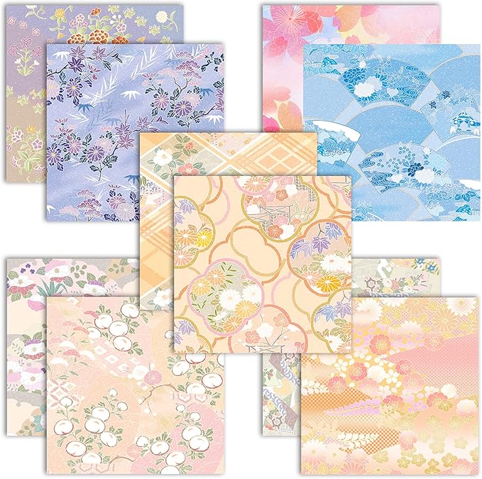 Origami Paper 6x6 Double Sided 50 Sheets 10 Colors origami kit Japanese Chiyo Square Craft Kits Easy Fold Arts Crafts DIY Handwork Chiyo