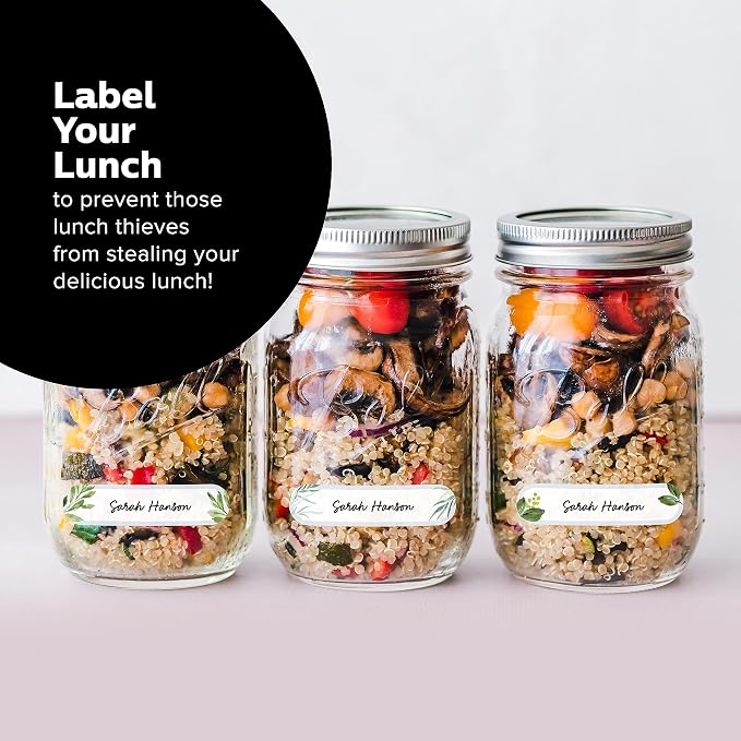 ThreeKin Waterproof Labels for Bottles and Containers - Custom Stickers - All-Purpose and Personalizable - Dishwasher, Freezer and Microwave Safe - BPA-Free - USA-Owned (Greenery, 72pcs)
