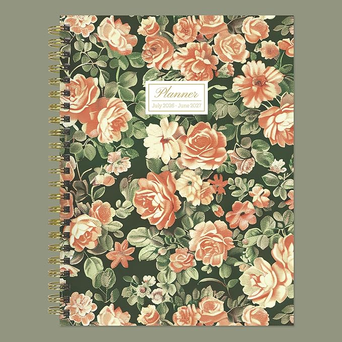 TF Publishing July 2026 - June 2027 The Rose Garden Medium Weekly Monthly Planner - 12 Month Academic Planner 2026-2027 with Durable Cover, Thick Uncoated Paper, and Planning Stickers - 6.5 x 8 in