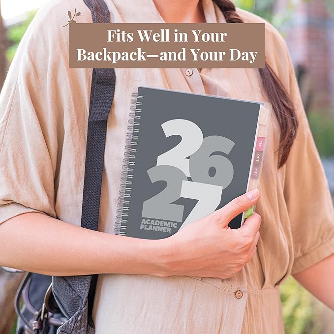 Rileys Academic Planner 2026-2027, Daily, Weekly & Monthly Planner, July 2026 - June 2027, Student Notes Pages, Twin-Wire Binding, Weekly Agenda for School & Work (8 x 6-Inches, Chunky, Black)