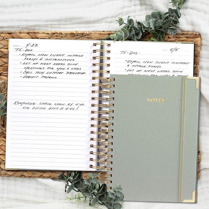 Aesthetic Thick Spiral Notebook Journal For Women in B5 Format - Stylish Linen Hardcover College Ruled Note Book w 300 Lined Pages - Cute Supplies For Bible Study & Staying Organized at Work or School