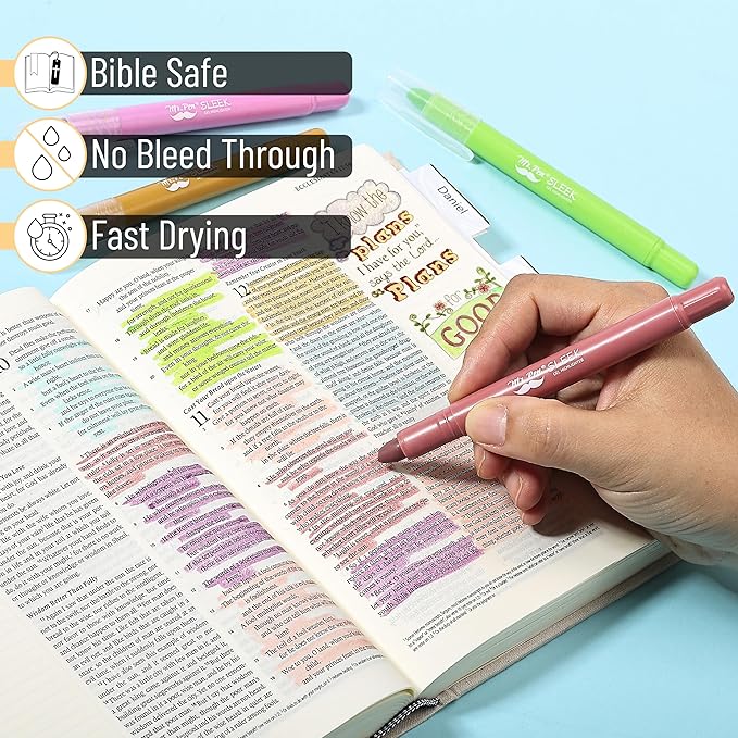 Mr. Pen- No Bleed Gel Highlighters, Assorted Colors, 8 Pack, Bible Highlighters and Pens No Bleed, Bible Markers for Study, Journaling, School Supplies and Accessories
