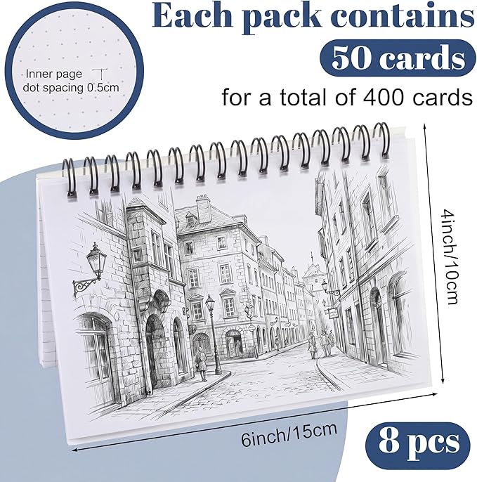Yahenda 400 Pcs Graph Paper Spiral Index Cards Colored Notecards 4x6 Inches Dot Grid Paper Flash Cards for Studying Math Engineer Memo Notebooks Office School Teacher Education Supplies