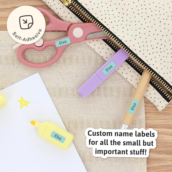 Mini Name Labels (175) - Custom Personalized Name Labels for Labeling Tiny Items, Washer and Dryer-Safe Waterproof Labels for Daycare, Preschool, and School - Turquoise