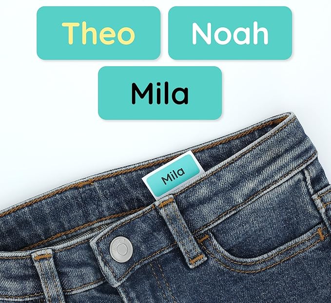 TeddyLabels - Clothing Labels for Nursing Home (180) – Self-Adhesive Name Tags for Clothes and Personal Items. Personalized Labels for Daycare, Nursing Homes, and Laundry Use - Turquoise