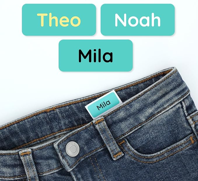 TeddyLabels - Clothing Labels for Nursing Home (60) – Self-Adhesive Name Tags for Clothes and Personal Items. Personalized Labels for Daycare, Nursing Homes, and Laundry Use - Turquoise