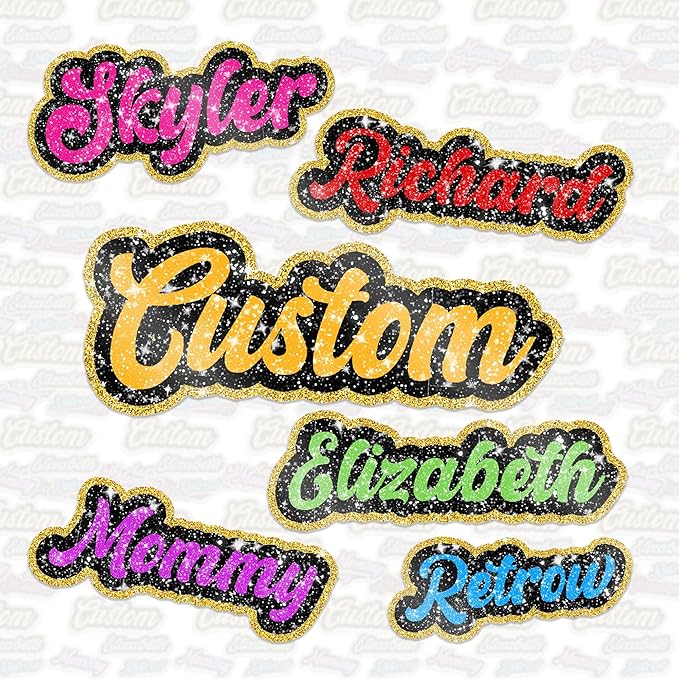 Custom Glitter Name Sticker Personalized Color Name Golden Glitter Decal Waterproof Vinyl Decal for Water Bottles Tumblers Laptops Hard Hat Cars Kindle for Women Men Teachers