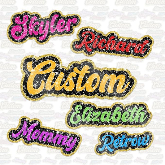 Custom Glitter Name Sticker Personalized Color Name Golden Glitter Decal Waterproof Vinyl Decal for Water Bottles Tumblers Laptops Hard Hat Cars Kindle for Women Men Teachers