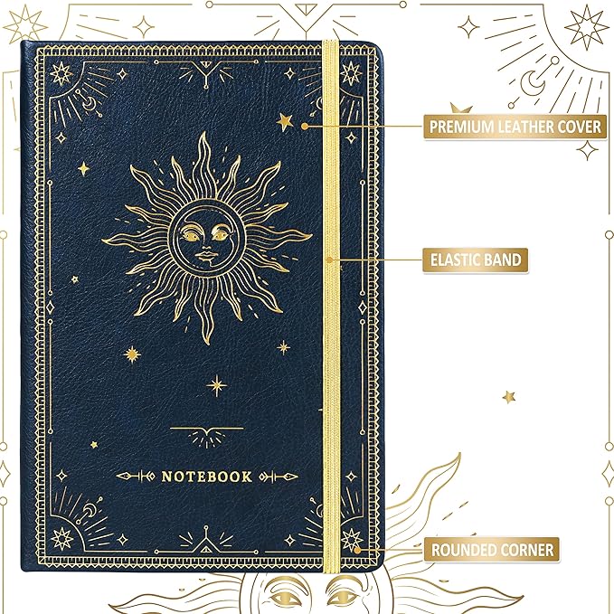 Artfan Ruled Notebook/Journal – Premium Thick Paper Faux Leather Classic Writing Notebook with Pocket + Page Dividers Gifts, Banded, Large, 144 Pages, Hard Cover, Lined (5.8''x 8.4'') - Blue