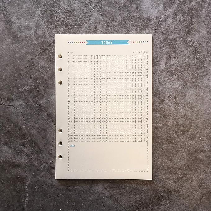 Zelten Refills/Loose Leaves for A5 Cover Ring Binder/Personal Organizer/Planner(A5 6 Holes, Today Blue)
