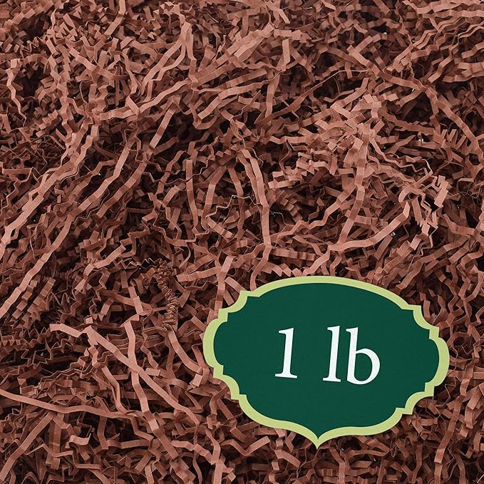Arcadia Garden Products 1 lbs - Brown Crinkle Shredded Color Paper Filler Box Stuffing for Gift Wrapping & Crafts, Basket Filling, Confetti, Packaging & Shipping - RPC01BR