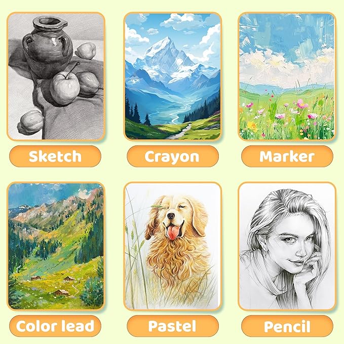 FLYING EAGLE Sketch Book for Kids 10"X 10" Large Hardcover Sketchbook for Drawing 120GSM Thick Paper, Square Art Drawing Paper 120 Pages Sketch Pad for Boys Girls Teens,Gift Boxed, Yellow