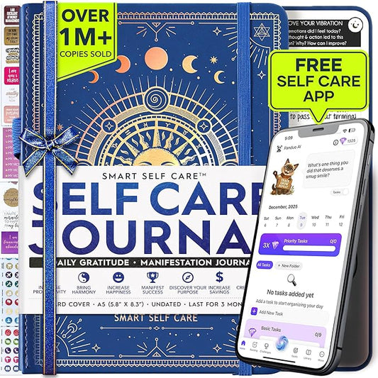Self Care Journal - 5 Minute Mental Health & Manifestation Journal | 90-Day Undated Daily Planner for Positivity, Affirmations & Gratitude | Guided Mindfulness, Reflection | Vision Board + Stickers
