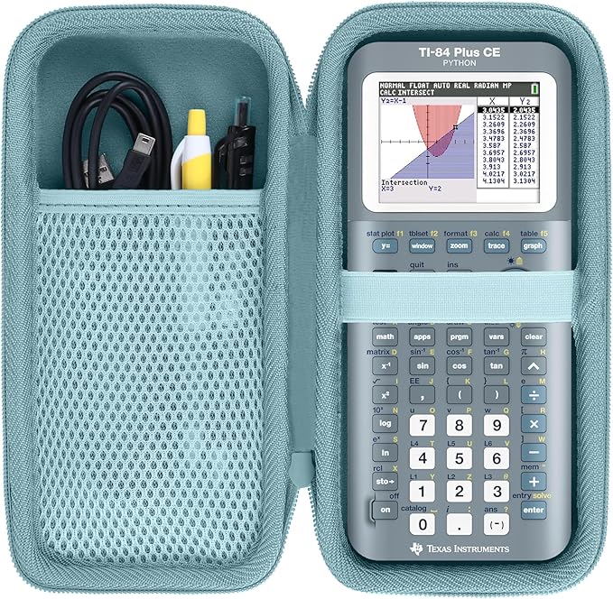 Lebakort Hard Case Compatible with Texas Instruments TI-84 Plus CE/TI-84 Plus/TI-84 Evo/TI-Nspire CX II CAS/TI-Nspire CX II/TI-83 Plus/TI-89/TI-85 / TI-86 Color Graphing Calculator (Light Blue Case)