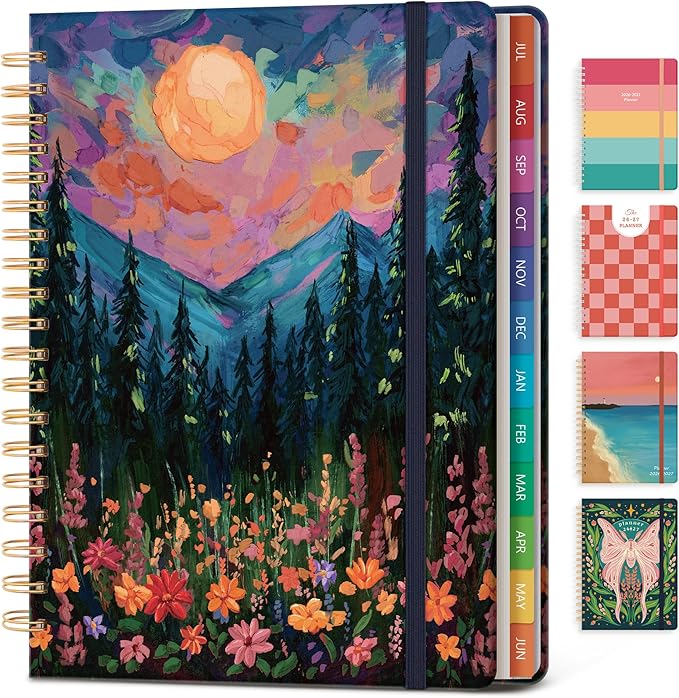 Planner 2026-2027 Monthly and Weekly Academic Planner July 2026 - June 2027, Hardcover Calendar 2026-2027 Agenda Daily Planner for Student Teacher School Office Supplies, 7.4" x 10.2", Wild Mountain