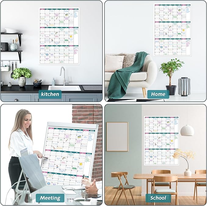 Large Dry Erase Calendar for Wall - Undated 3 Month Wall Calendar, 28" x 40"(Vertical), Wall Calendar Dry Erase for Home, Office, Classroom