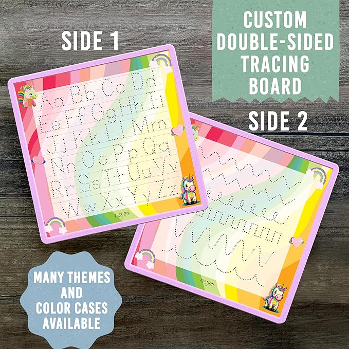 Kid's Name Tracing Board | Dry Erase Letter Tracing | Reusable Writing Practice Board | Personalized | Baby Unicorn Theme