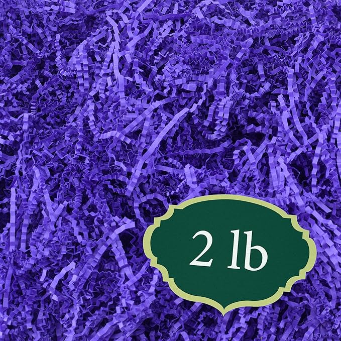 Arcadia Garden Products 2 lbs - Purple Crinkle Shredded Color Paper Filler Box Stuffing for Gift Wrapping & Crafts, Basket Filling, Confetti, Packaging & Shipping - RPC02PU