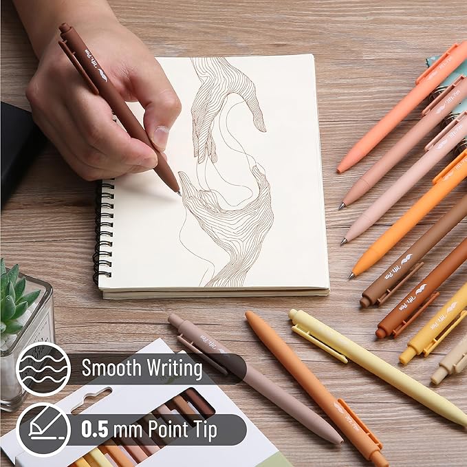 Mr. Pen- Retractable Gel Pens, 12 Pack, Assorted Color Ink, Fine Point 0.5mm, Fast Dry, Smooth Writing, Cute Pens for Drawing, Writing Planner and School Supplies