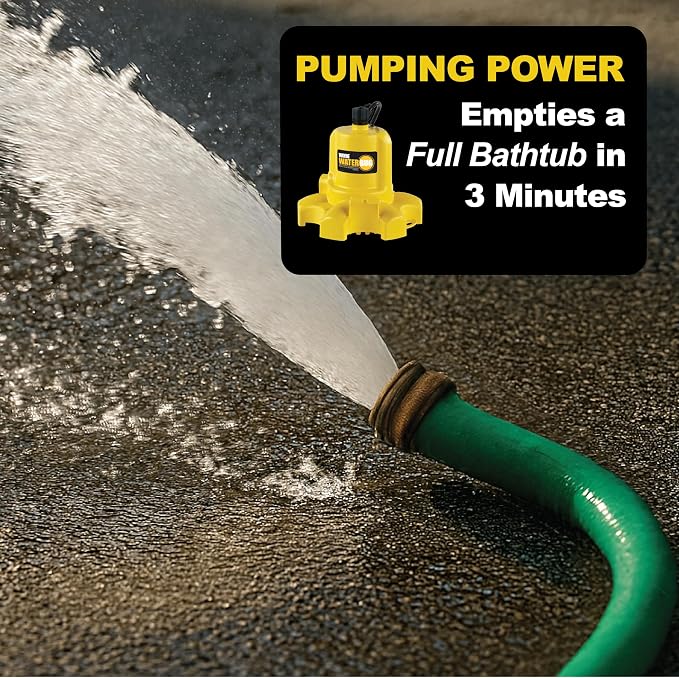 WAYNE - WaterBUG 1/6 HP 1350 GPH Submersible Pump with Multi-Flo Technology - Water Removal and Transfer Pump, Yellow