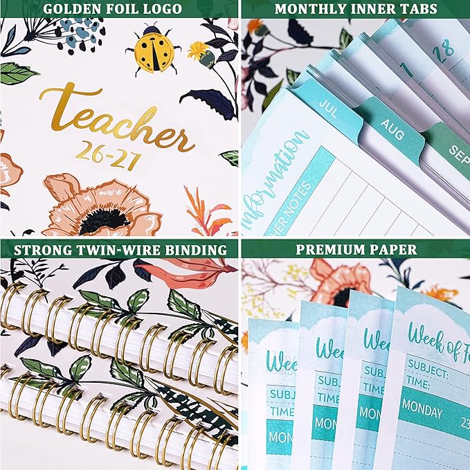 Teacher Planner 2026-2027 - Lesson Planner from Jul. 2026 - Jun. 2027, 8.5'' x 11'', Lesson Plan Book, Weekly and Monthly Homeschool Planner, Academic Planner 2026-2027 with Inspirational Quotes
