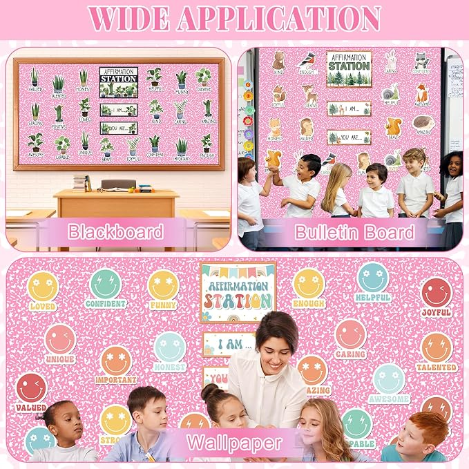 Pink Composition Bulletin Board Roll Non-Woven Fabric Poster 15.7" x40ft