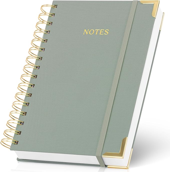 Aesthetic Thick Spiral Notebook Journal For Women in A5 Format - Modern Linen Hardcover College Ruled Note Book With 220 Lined Pages - Perfect For Writing And Staying Organized at Work or Schoo