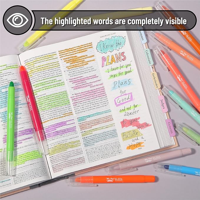 Mr. Pen- No Bleed Gel Highlighters, Vintage Colors, 16 Pack, Bible Highlighters and Pens No Bleed, Bible Markers for Study, Journaling, School Supplies and Accessories