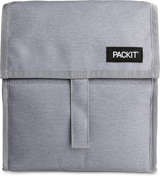 PackIt(R) Freezable Lunch Bag, Gray Fog, Built with EcoFreeze(R) Technology, Foldable, Reusable, Zip and Velcro Closure with Buckle Handle, Designed for Work Lunches and Fresh Lunch On the Go