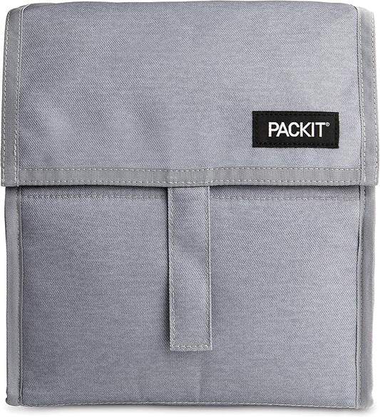 PackIt(R) Freezable Lunch Bag, Gray Fog, Built with EcoFreeze(R) Technology, Foldable, Reusable, Zip and Velcro Closure with Buckle Handle, Designed for Work Lunches and Fresh Lunch On the Go