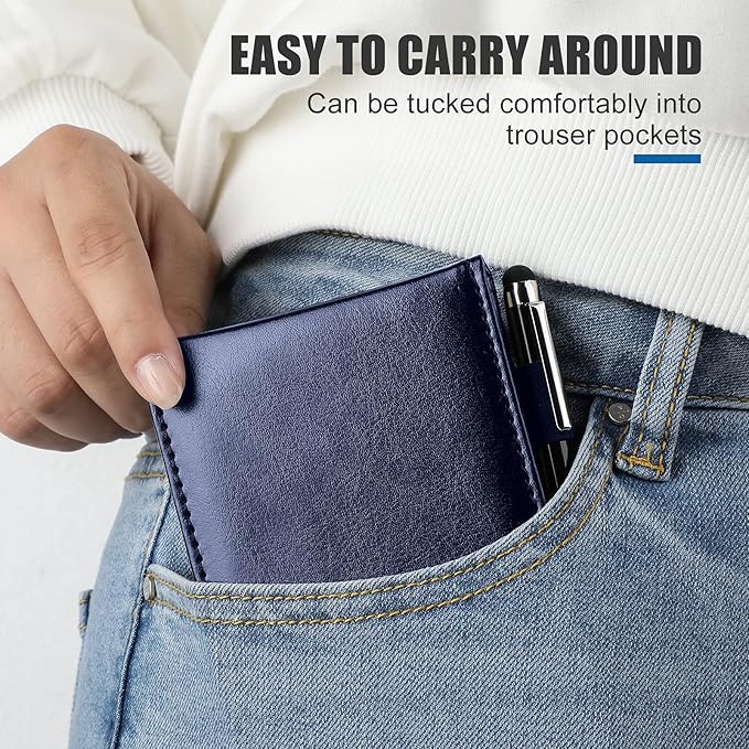 Outus 10 Pcs Mini Pocket Notepad Holder Set Included Small Leather Pocket Notebook Holder with 50 Lined Sheets, Metal Pen, 8 Pcs 3 x 5 Inch Memo Book Refills, 30 Lined Paper Per Note Pad (Blue)