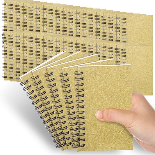 Jutom 54 Pcs Small Spiral Notebooks Memo Pads 3x5 Bulk Small Pocket Notebooks Mini Notepads with Lined Pages Mini Journals for Office School Work Supplies, 120 Pages (Gold)